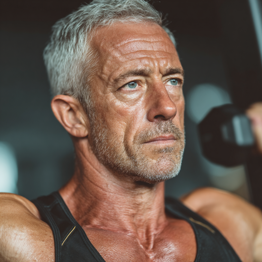 Літня жінка займається йогою